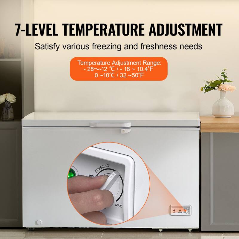 Chest Freezer, Large Deep Freezer with Split Top Double Locking Lids, Freestanding Commercial Chest Freezer