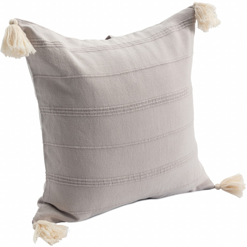 HomeRoots 18" X 18" Beige 100% Cotton Zippered Pillow