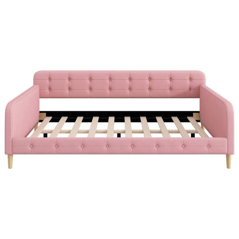 Queen Size Linen Upholstered Daybed with 4 Support Legs