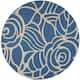 SAFAVIEH Courtyard Lorrayne Floral Geo Indoor/ Outdoor Area Rug - 7'10" x 7'10" Round - Blue/Beige