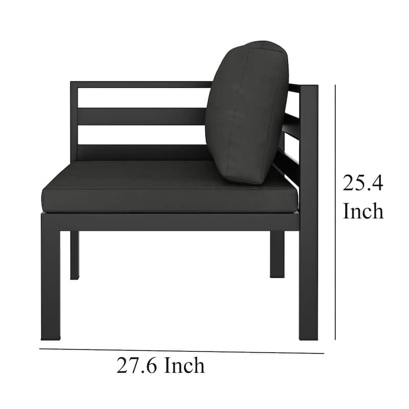 Shina 5pc Outdoor Modular Sofa Set with Table, Gray Metal, Polyester
