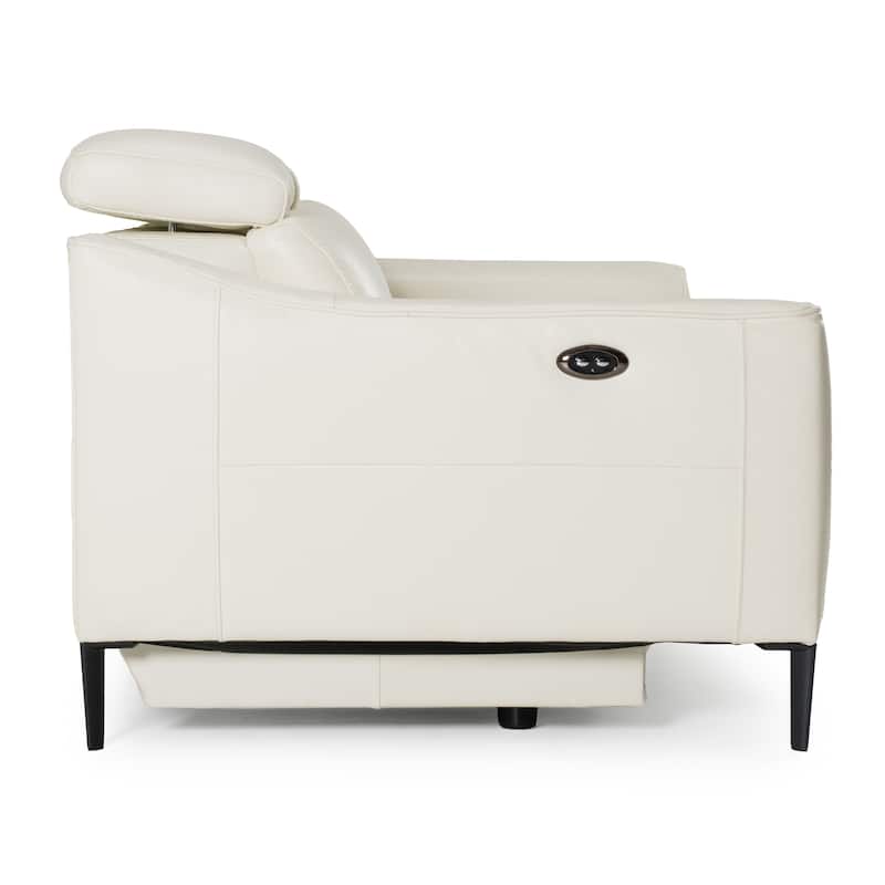 Divani Casa Eden Modern White Leather Sofa With 2 Recliners