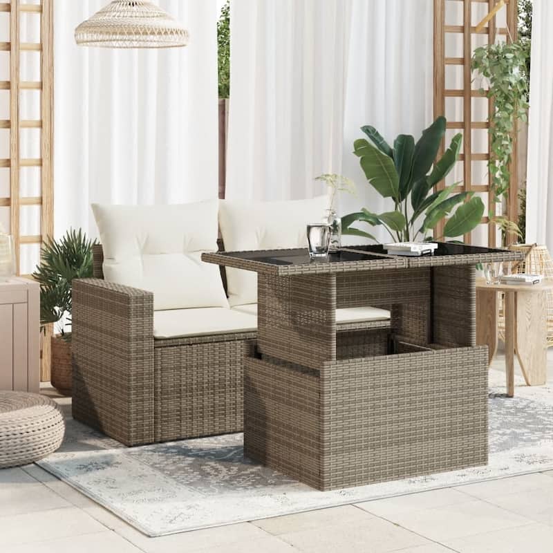 vidaXL Patio Table Rectangular Backyard Garden Poly Rattan and Acacia Wood - 39.4 x 21.7 x 28.7 in