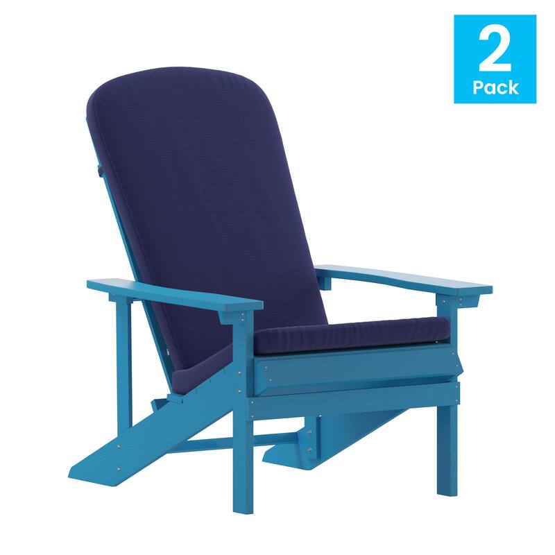 Indoor/Outdoor Adirondack Chairs with Cushions - Set of 2