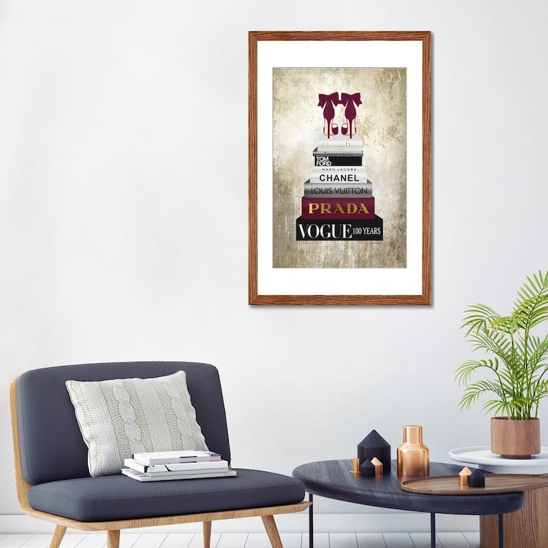 iCanvas "Tall Book Stack With Burgundy Shoes & Gold Background" by Amanda Greenwood