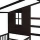 preview thumbnail 8 of 8, L Structure 2 Twin Wood House Bed with Fence and Slatted Frame, Brown