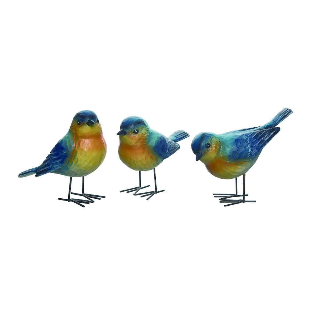 Transpac Large Standing Blue Birdie Set of 3 Spring Home Decorations