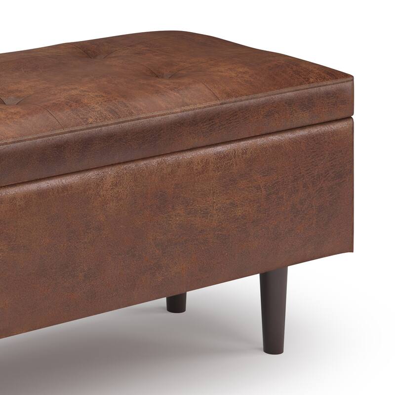 WYNDENHALL Blanchette 48 inch Wide Mid Century Modern Rectangle Storage Ottoman