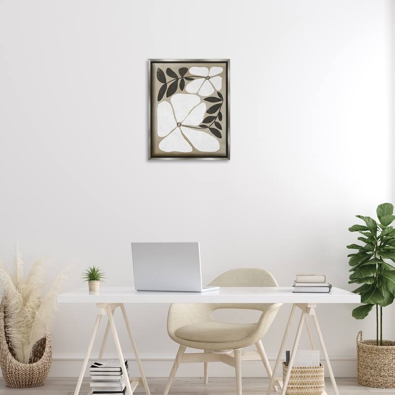 Stupell Oblong Boho Flowers Framed Floater Canvas Wall Art Design By Victoria Barnes