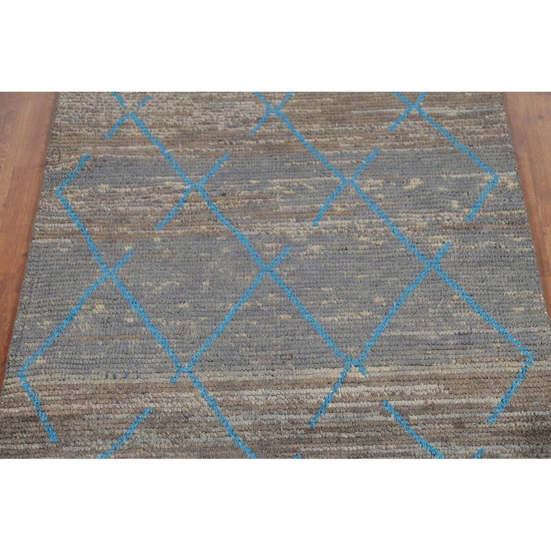 Trellis Moroccan Oriental Area Rug Hand-Knotted Wool Carpet - 4'0"x 6'10"