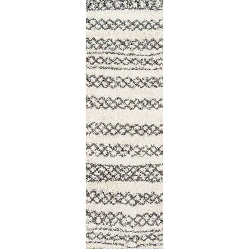 Momeni Maya Contemporary Geometric Area Rug - 2'3" x 7'6" Runner - Ivory - Runner/Rectangle