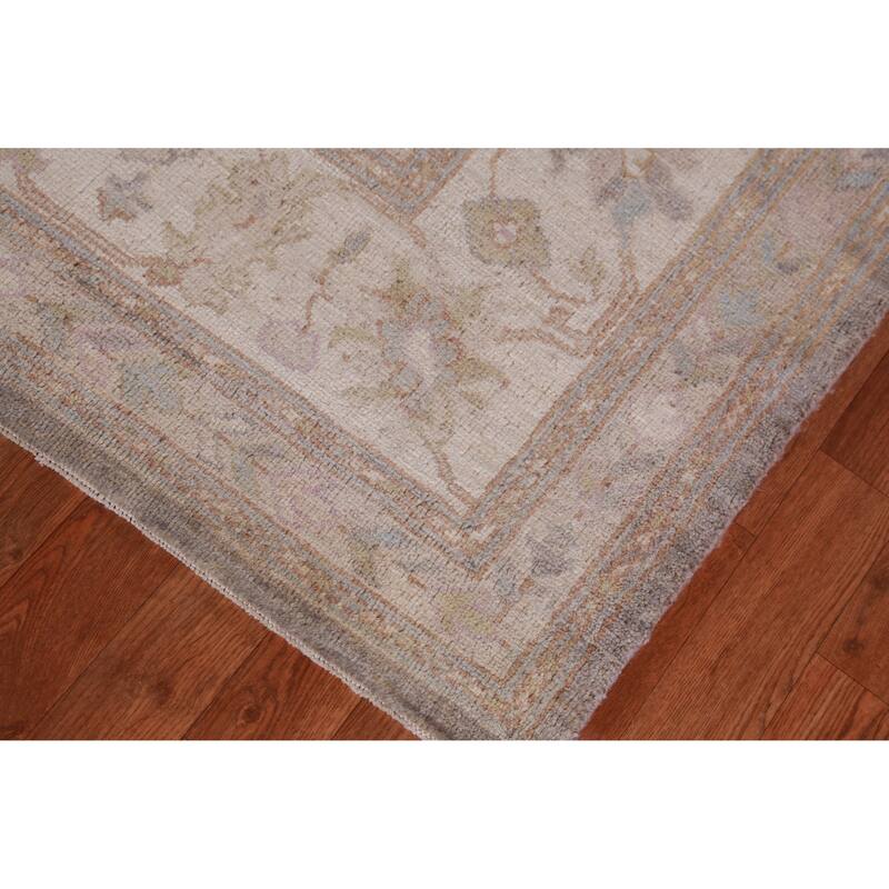 Hand Knotted Oriental 100% Wool Carpet Transitional All-Over Greys & Charcoal Oushak Area Rug - 11' 11'' X 9' 1''