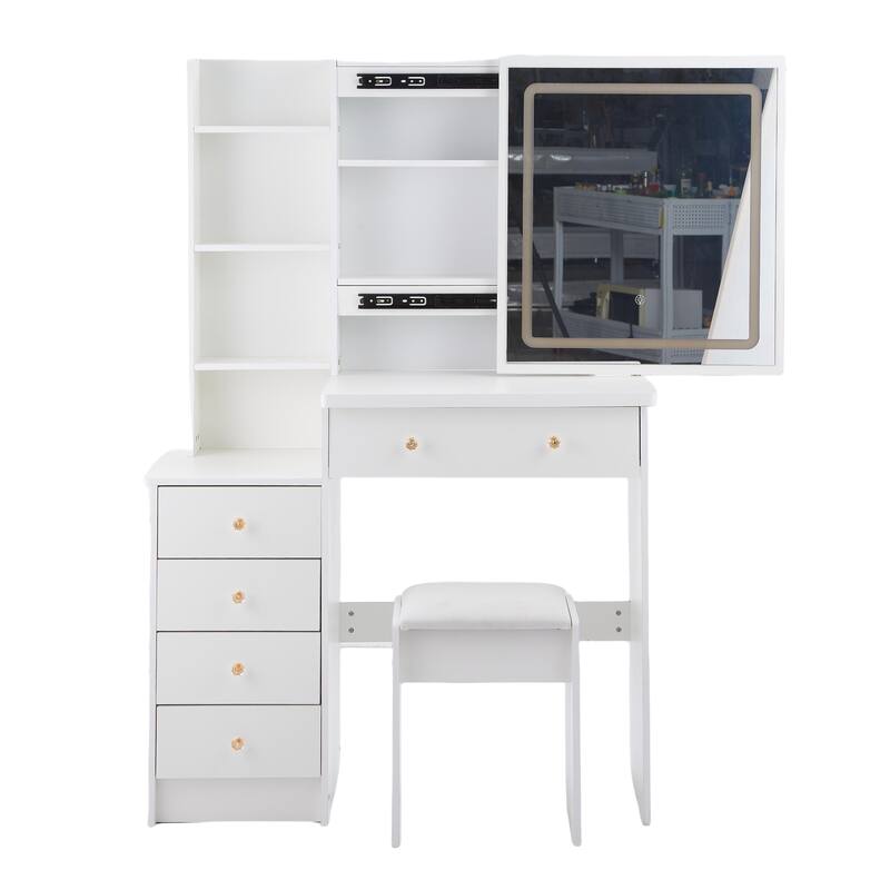 37" Full-Size Vanity Set with LED Mirror, Adjustable Light & Mirror