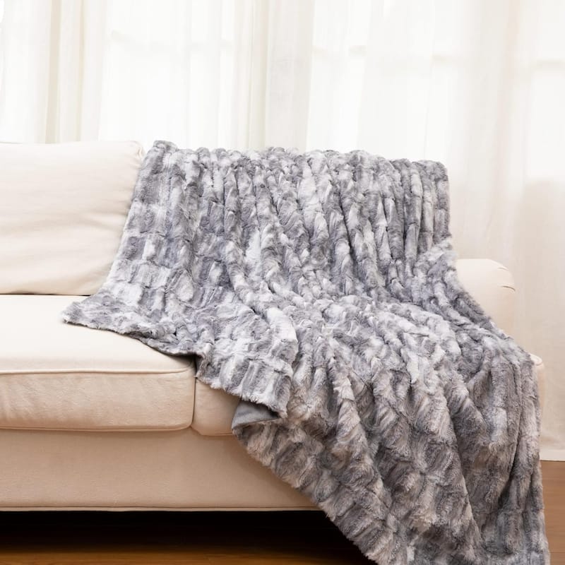 Cheer Collection Luxurious Soft Throw Blanket. - 60x70 - Marble Grey