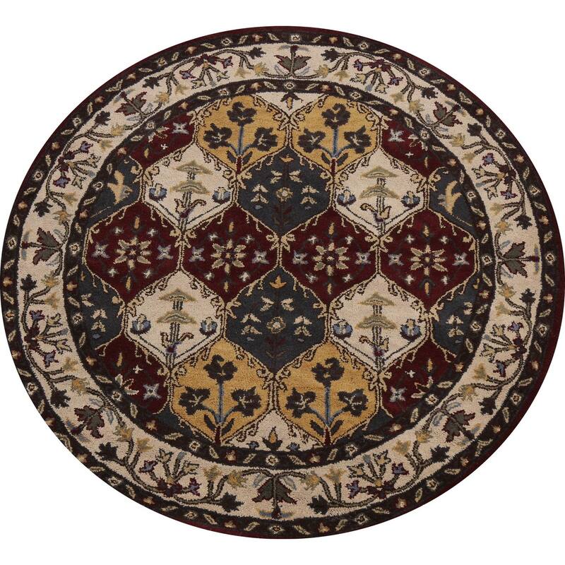 Traditional Floral Oriental Home Decor Area Rug Hand-tufted Carpet - 6'0" x 6'0" Round