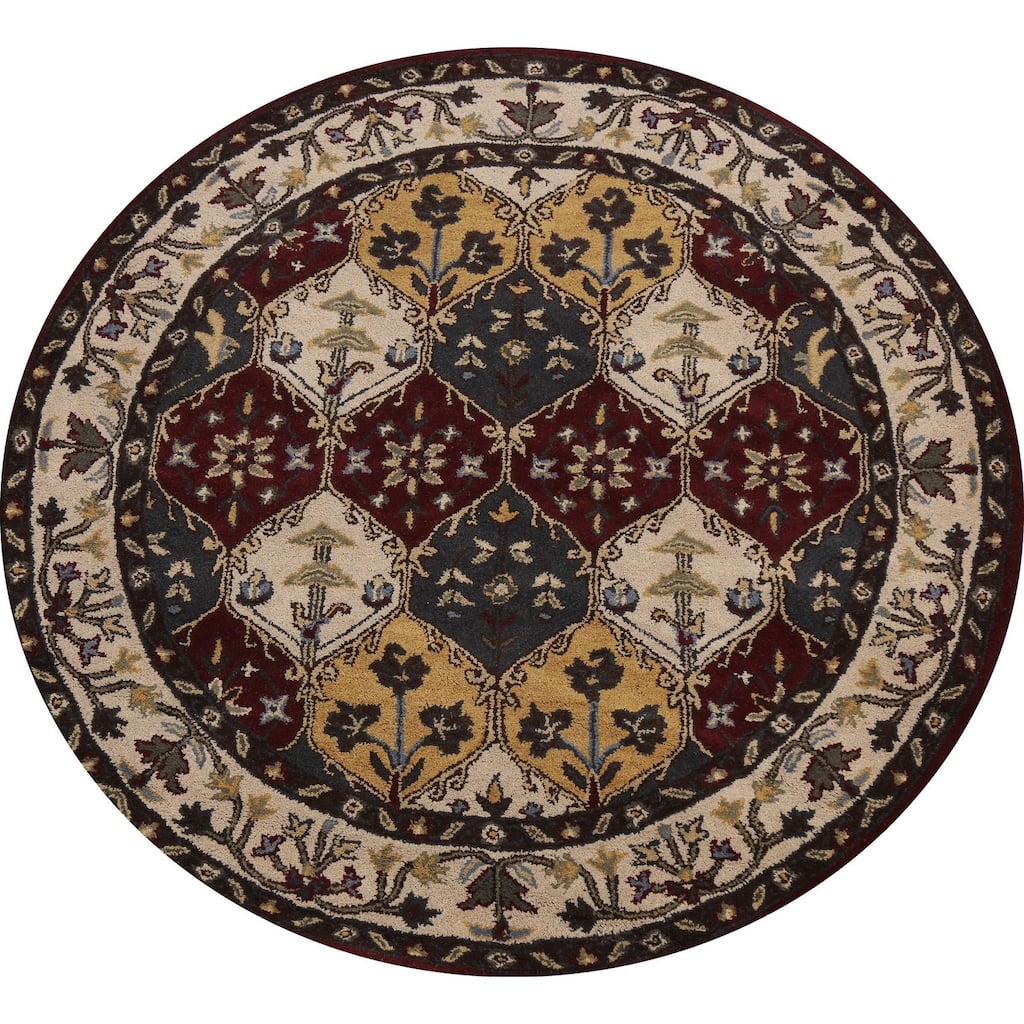 Traditional Floral Oriental Home Decor Area Rug Hand-tufted Carpet - 6'0" x 6'0" Round