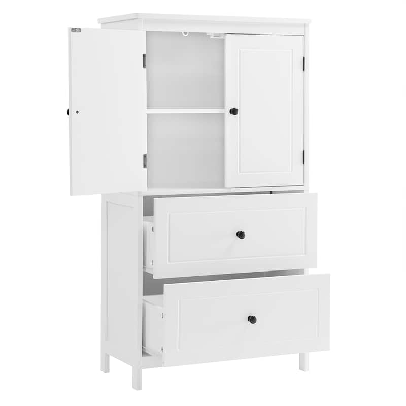 Tall Bathroom Organizer Cabinet with 2 Doors and Drawers
