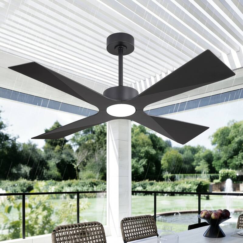 MLiAN 54 In. 4 -ABS Blades Wet Rated Outdoor Ceiling Fan with Remote - Black