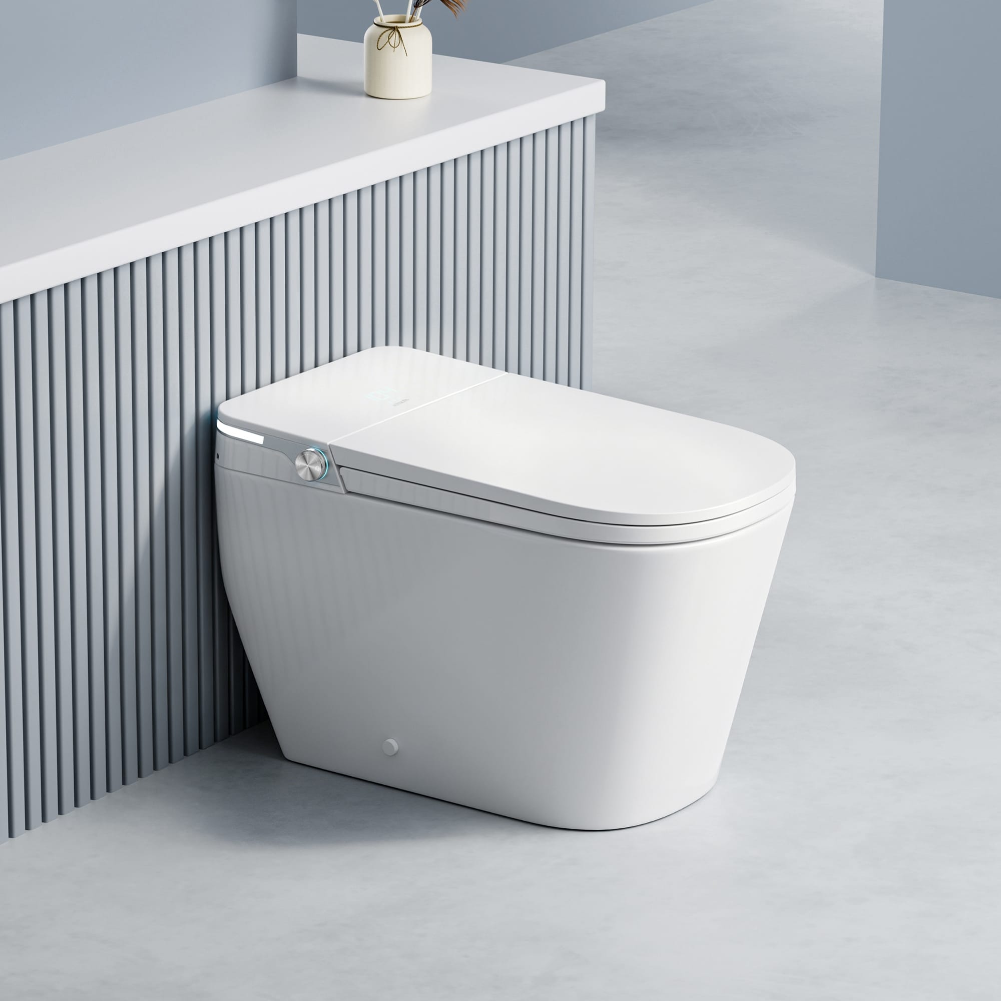 Yecla Elongated Smart Bidet Toilet Combo with LED screen display,ADA Chair Height, Heated Seat, Dryer & Foot/Remote Flush