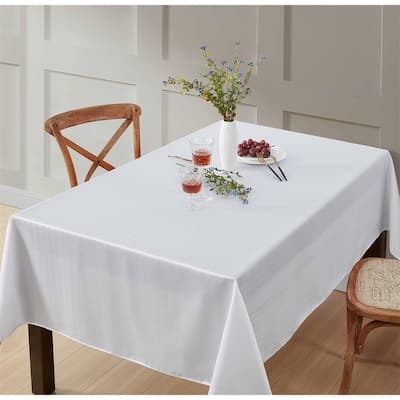 HLC.me Lincoln Jacquard Striped Fabric Tablecloth for Rectangle Table Advanced Water & Fade Resistance