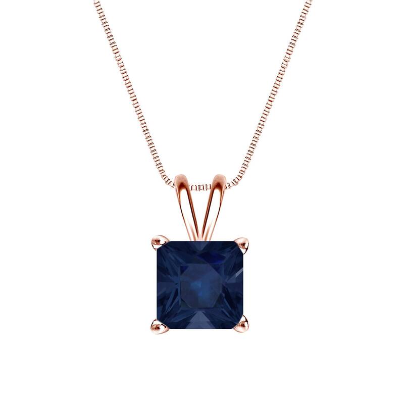 Auriya 14k Gold 1 1/2ct Princess-cut Sapphire Solitaire Necklace - Rose