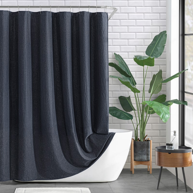 DKNY Modern Waffle Shower Curtain - Faded Black