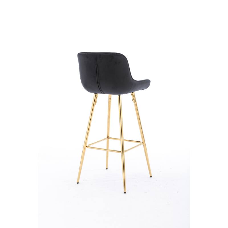 Velvet Swivel Bar Stools Set of 2, Counter Height Bar Chairs with Back, Kitchen Island Stools with Footrest and Metal Legs