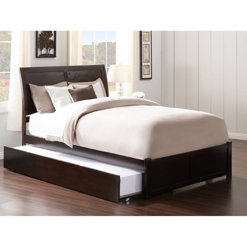 Portland Platform Bed with Footboard and Twin XL Trundle - Espresso - Queen