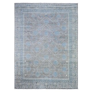 Shahbanu Rugs Cloud Gray Stone Washed Peshawar Pomegranate Garden ...