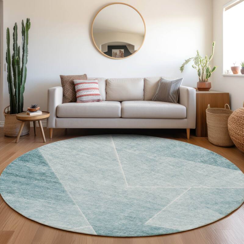 Machine Washable Indoor/ Outdoor Chantille Contemporary Abstract Rug