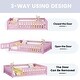 preview thumbnail 3 of 7, Pink Full Size Floor Bed with Safety Guardrails and Door