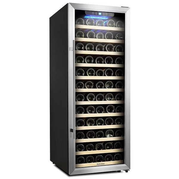 Kalamera Wine Cooler 80 Bottle Glass Door Wine Refrigerator Single Zone with Digital Temperature Display