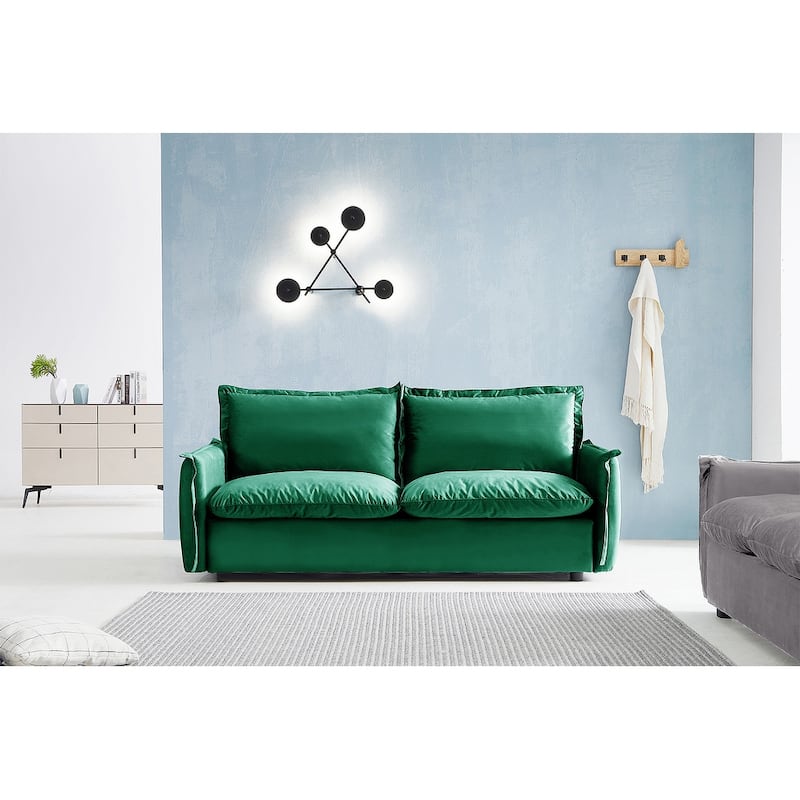 76.8" Wide Square Arm Three Seat Sofa - 76.8 x 35.4" - 76.8 x 35.4" - Green
