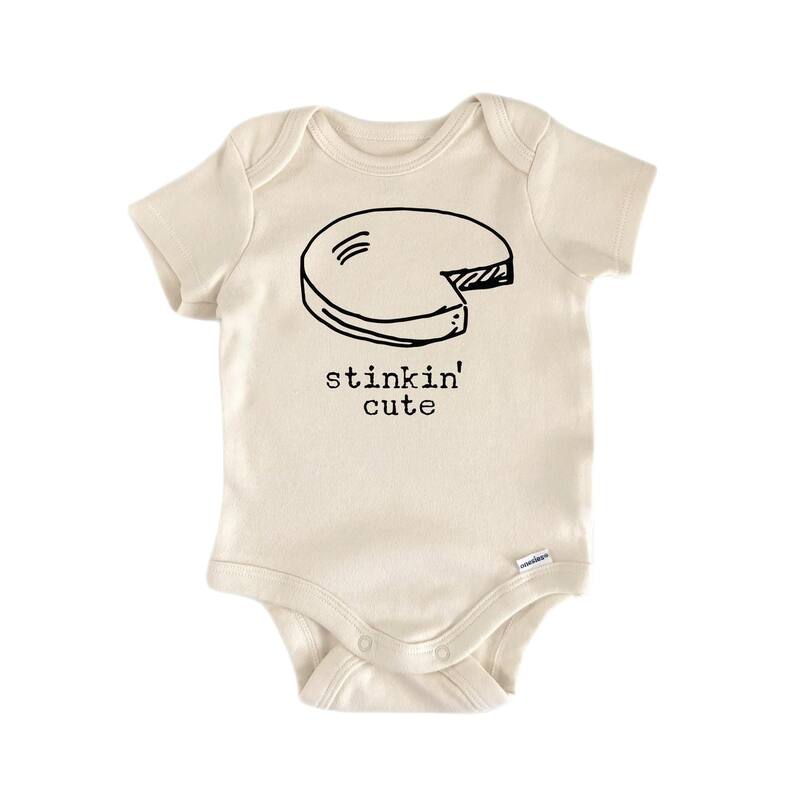 Stinkin Cute Cheese Wheel - Baby Boy Girl Clothes Infant Bodysuit Funny Cute Newborn - White - 3-6M