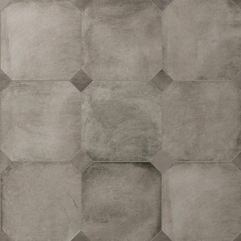 Merola Tile Laverton Octagon Grafito 7-7/8" x 7-7/8" Porcelain Floor and Wall Tile