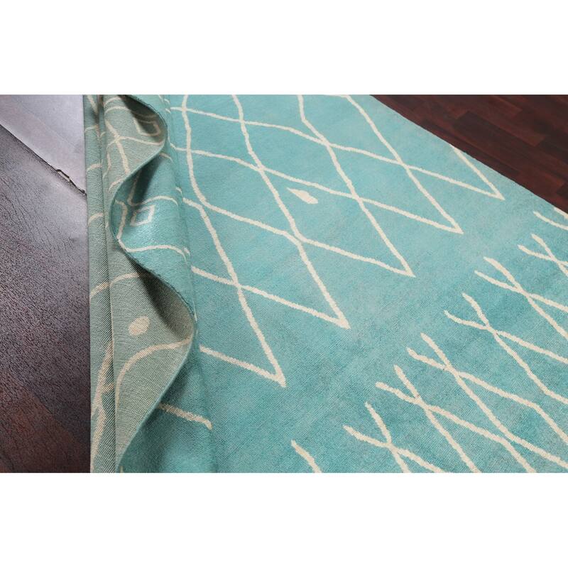 Vegetable Dye Contemporary Trellis Moroccan Wool Area Rug Hand-knotted - 6'5" x 9'7"