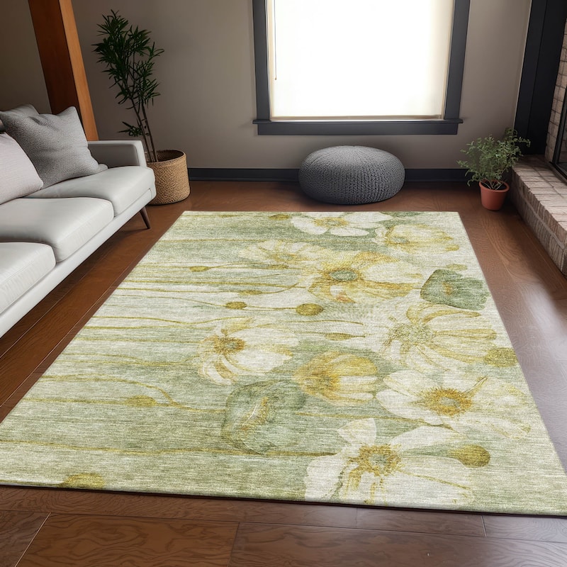 Premium Washable Super Soft Modern Floral Mayfield Rug - Sage - 10' x 14'