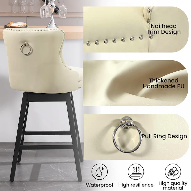 26"/29" Faux Leather Swivel Counter and Bar Height Stools (Set of 1/2/3/4)