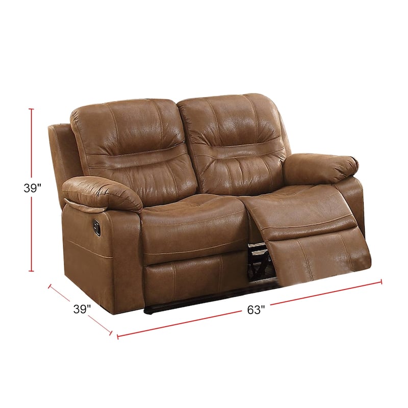Breathable Leathrette Motion Loveseat in Dark Brown