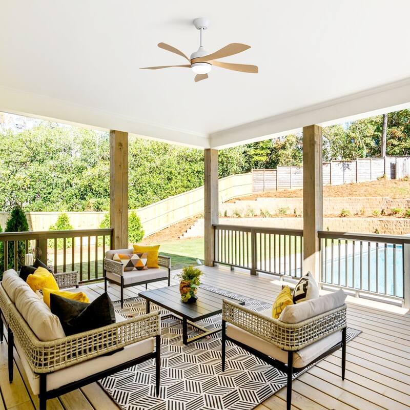 Sofucor 45 Inch Ceiling Fan with Light and Remote,Indoor/Outdoor with 3-Timer,Low Profile Quiet for Bedroom Living Room Patio