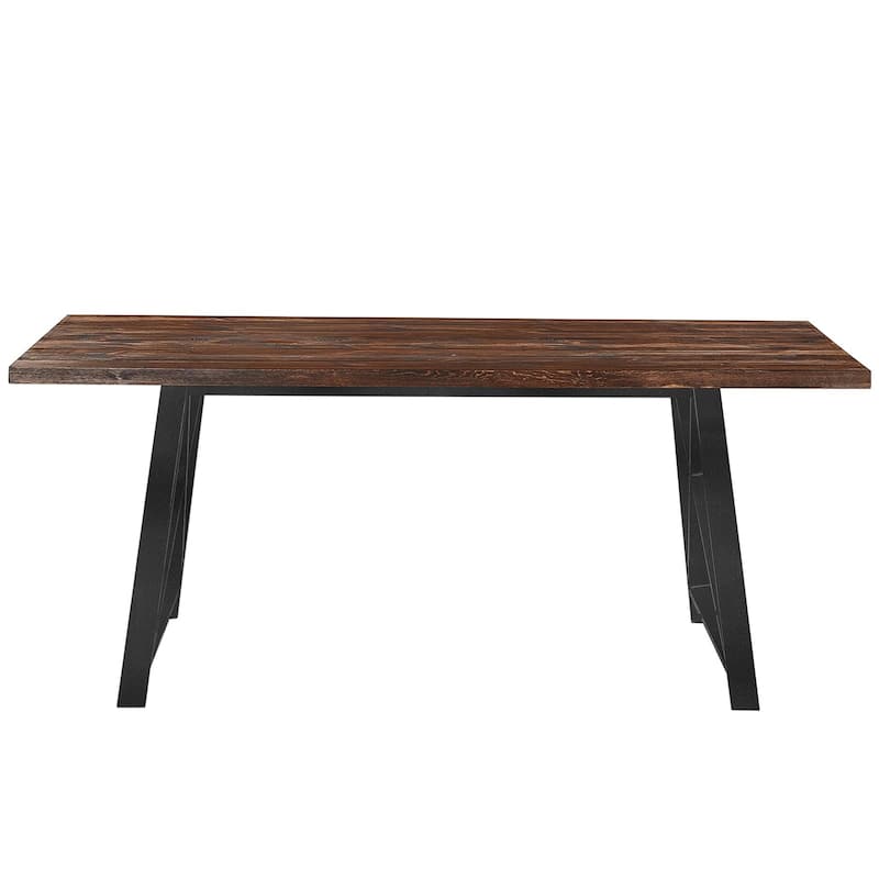 Dark Wood Modern Table Steel Metal Legs Frame Dining Table 71" inches