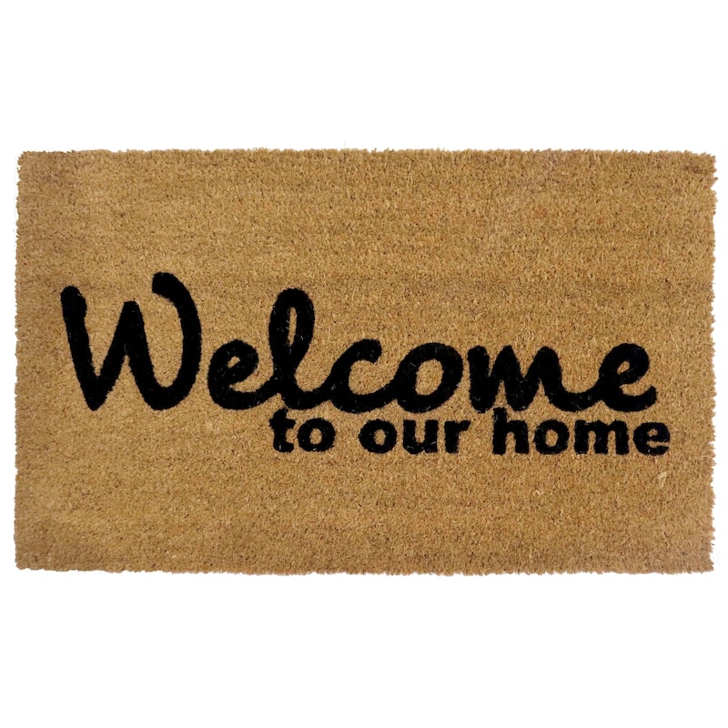 Gardenised Heavy Duty Coco Coir Doormat Non Slip PVC Baking Embossed Welcome Design Natural Coconut Fiber Floor Mat 18x30" - Welcome to our Home