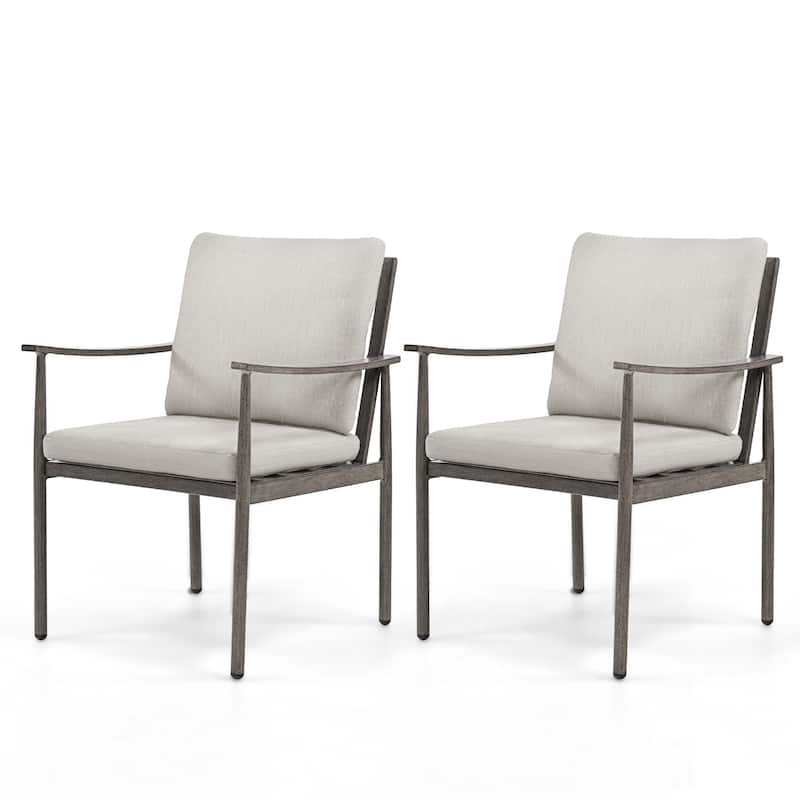 SleekLine 2-Piece Aluminum Patio Dining Chairs with Cushions - Grey