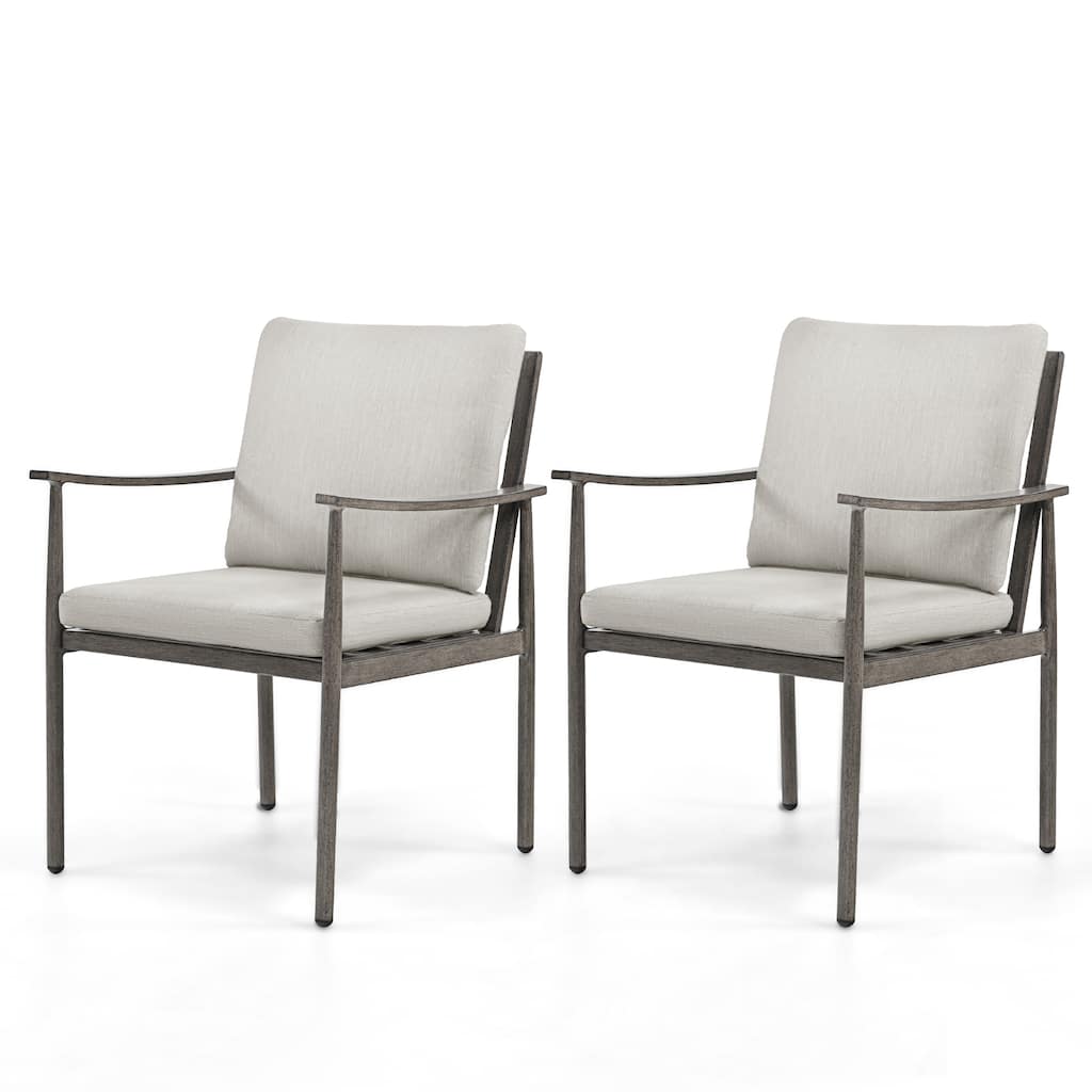 SleekLine 2-Piece Aluminum Patio Dining Chairs with Cushions