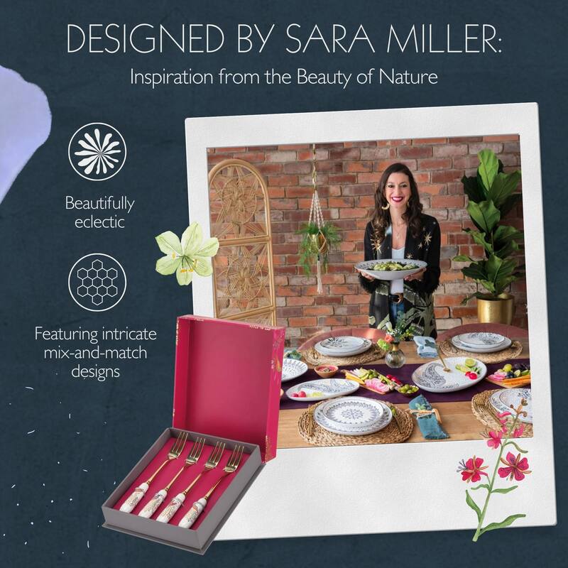 Sara Miller London Chelsea for Portmeirion Set of 4 Pastry Forks - 6 Inch