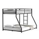 preview thumbnail 7 of 7, Twin over Full Metal Frame Bunk Bed with Side Ladders and Safety Guardrail, No Box Spring Required