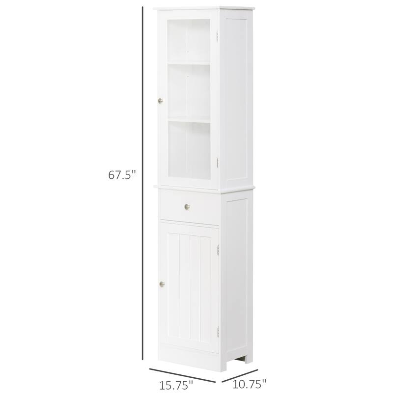 kleankin Storage Cabinet with Doors and Shelves - Perfect for Bathroom Living Room Kitchen or Office Space, White