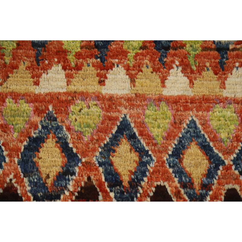 Moroccan Oriental Area Rug Handmade Orange Modern Wool Carpet - 6'5" x 9'8"