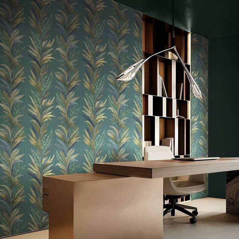 Galerie Wallcoverings Ornamenta Collection Leaf Flourish Shimmer Finish Vinyl on Non-woven Wallpaper Roll