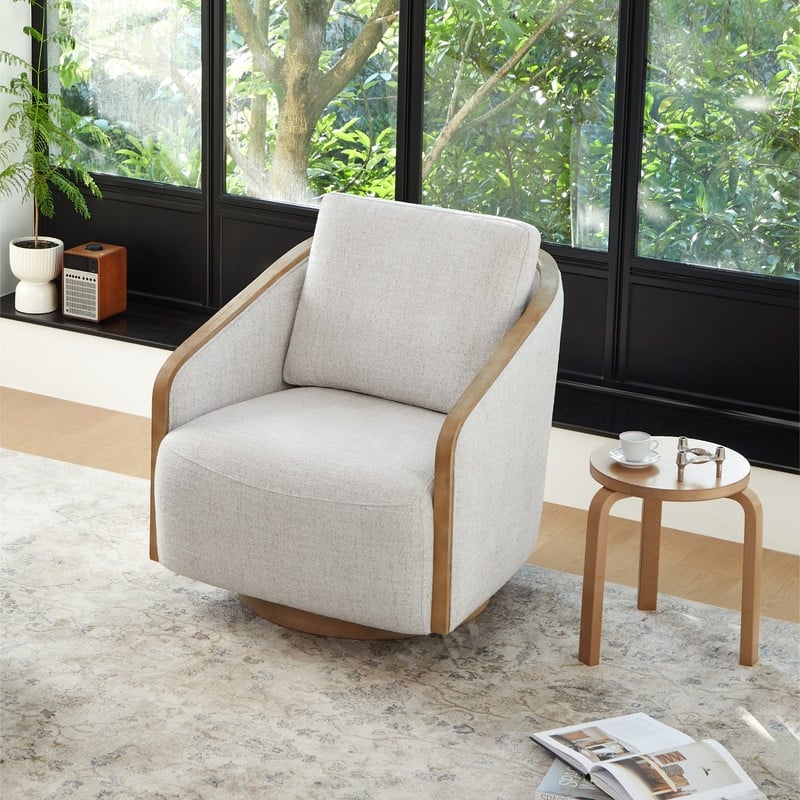 Skyler Modern Upholstered Living Room Swivel Bucket Accent Chair